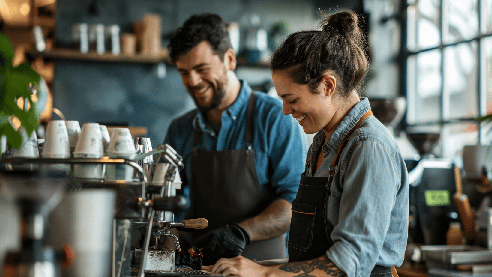 Barista team working happily together