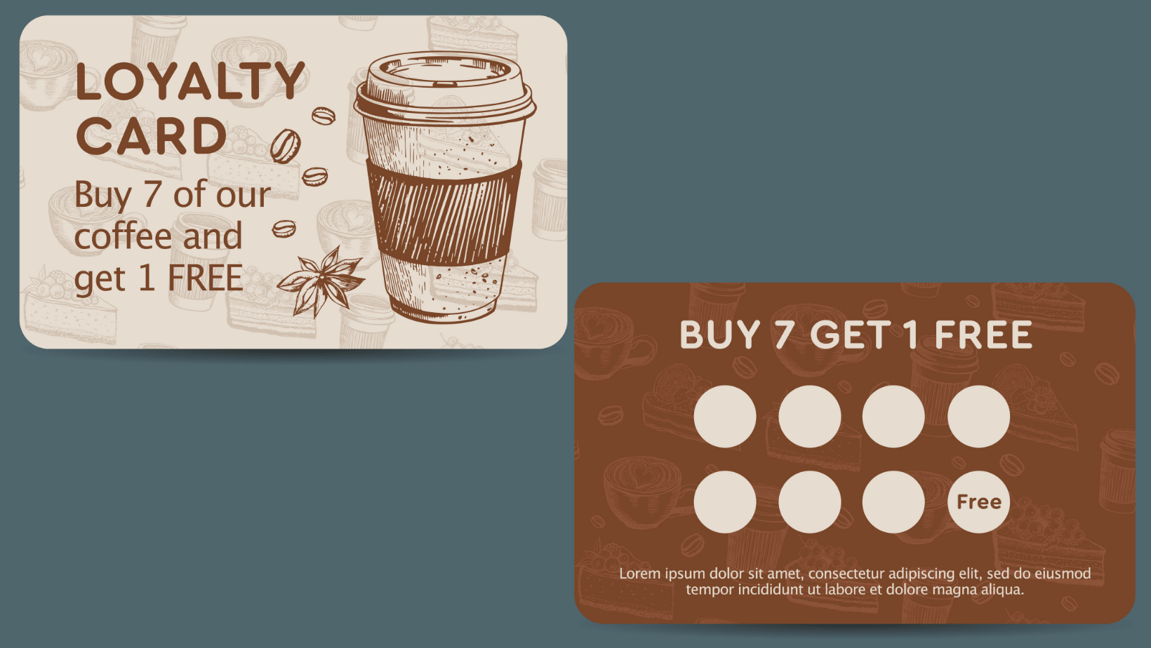 Coffee shop loyalty punch card design