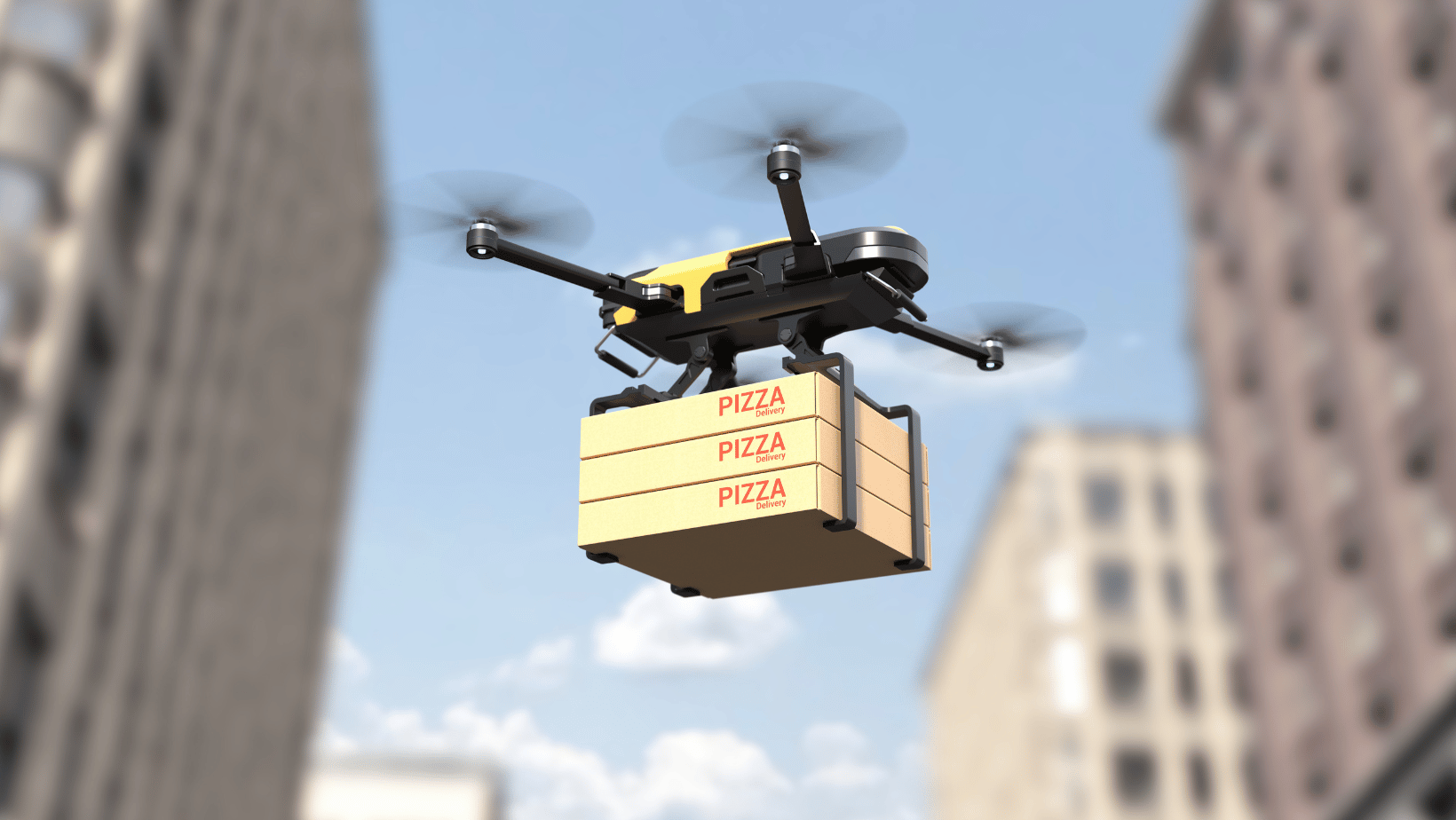 Drone Delivering Pizza Boxes