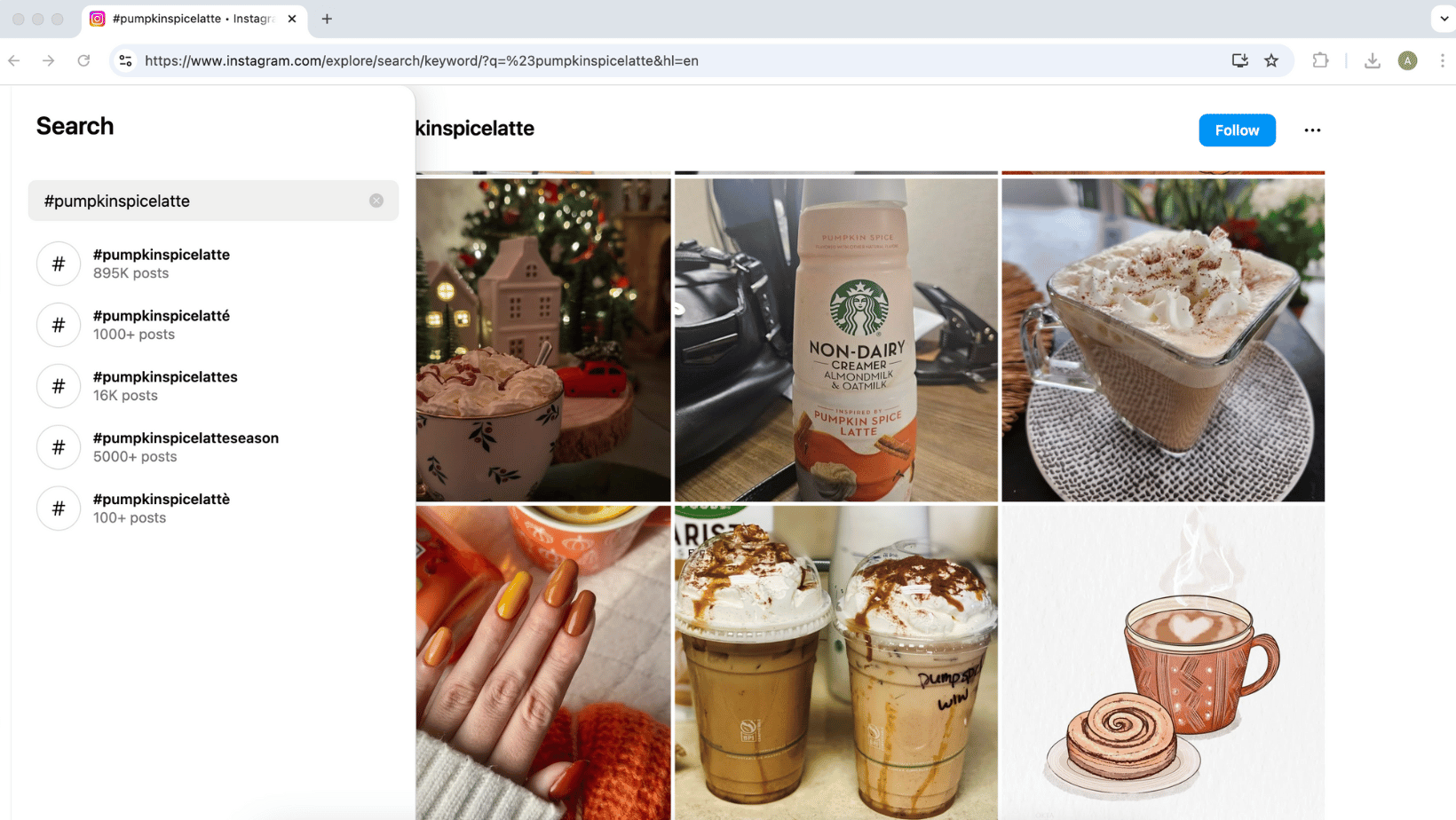Instragram #pumpkinspicelatte posts