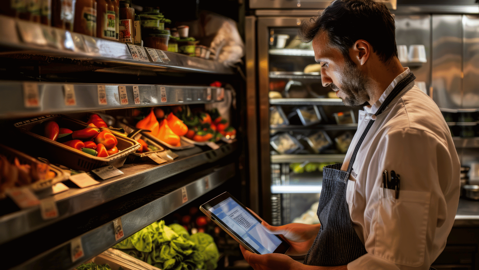 Chef Checking Restaurant Inventory