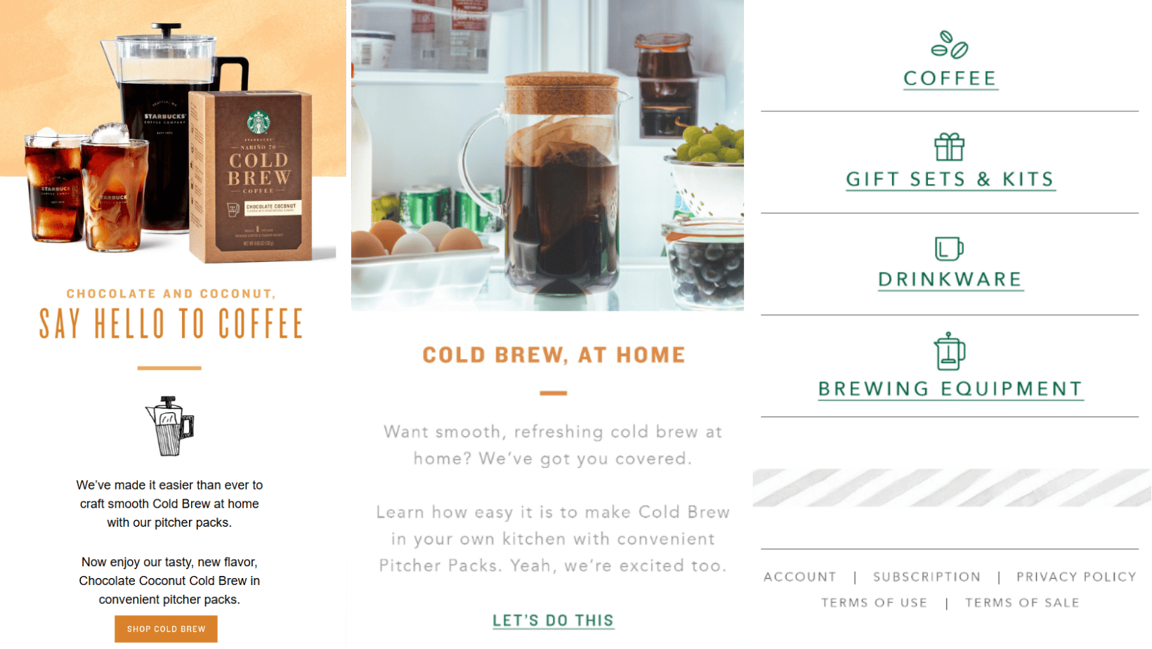 Starbucks Chocolate Coconut Cold Brew Launch Email Campaign